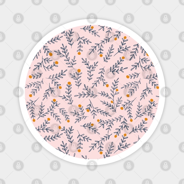 Floral orange pattern Magnet by Aidi Riera